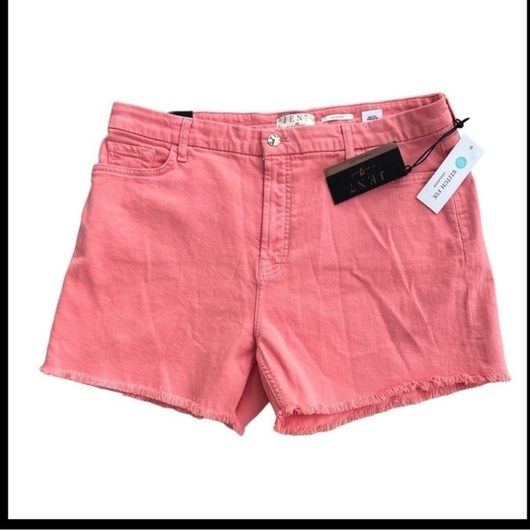 JEN7 by 7 For All Mankind Pink Frayed Hem Denim Shorts - Picture 10 of 10